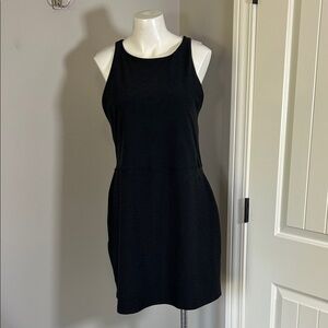 Beyond Yoga Spacedye Refocus Dress Black Racerback Shelf Bra Mid Thigh Sz XL